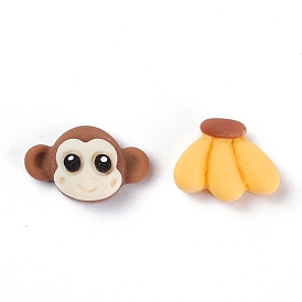 Opaque Resin Cabochons, Monkey & Banana