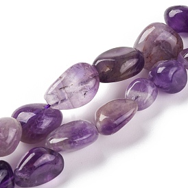 Natural Amethyst Beads Strands, Nuggets, Tumbled Stone