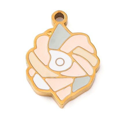 304 нержавеющей стальной эмали подвески, лазерная резка, цветочный шарм, золотые