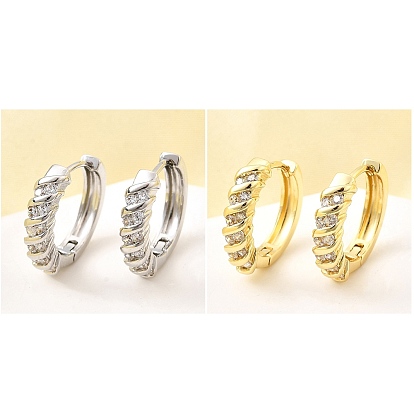 Латунные серьги-кольца из прозрачного кубического циркония, без свинца и без кадмия, долговечный, стойки покрытие