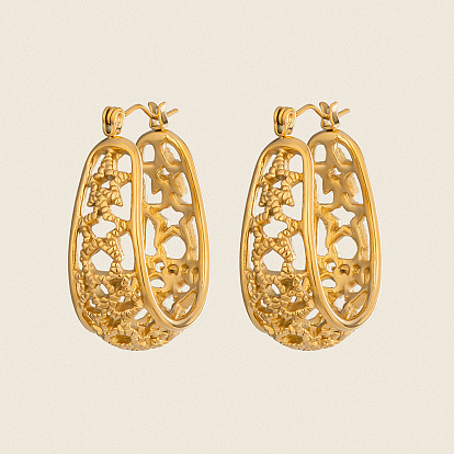 Винтажные серьги-кольца в форме полой звезды из нержавеющей стали