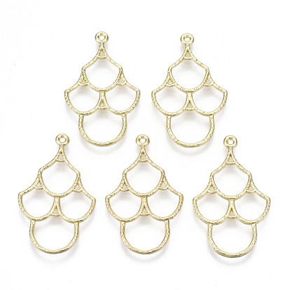 Crémaillère pendentifs en alliage placage, sans cadmium et sans plomb, motif en écailles de poisson