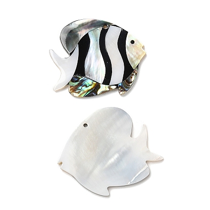 Natural Freshwater Shell & Black Lip Shell & Paua Shell Pendants, Clownfish Charms
