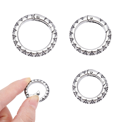3 шт. 3 размеры тибетский стиль 304 пружинные затворные кольца из нержавеющей стали, текстурированные уплотнительные кольца, ионное покрытие (ip)