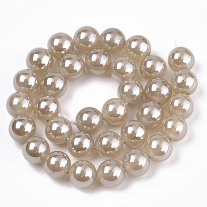 Natural Dyed Agate Beads Strands, Imitation Pearl Beads, Round