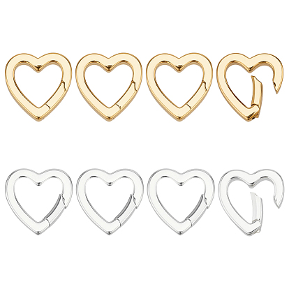 8шт. 2 цвета латунные пружинные затворные кольца, сердце