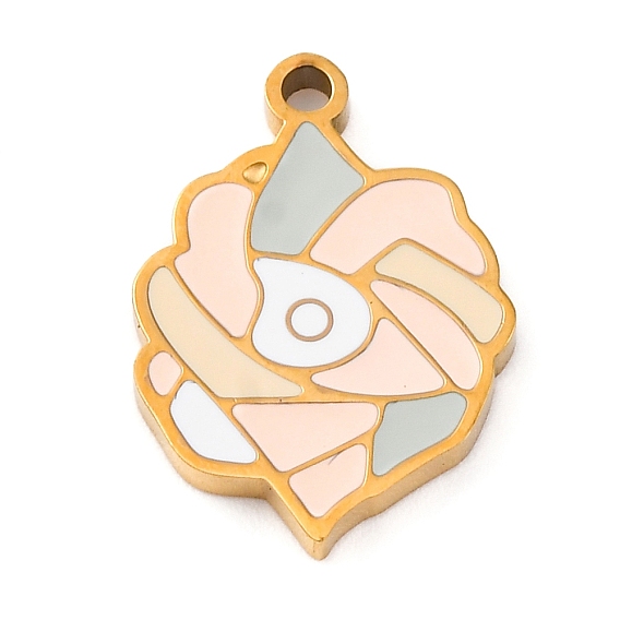 304 нержавеющей стальной эмали подвески, лазерная резка, цветочный шарм, золотые