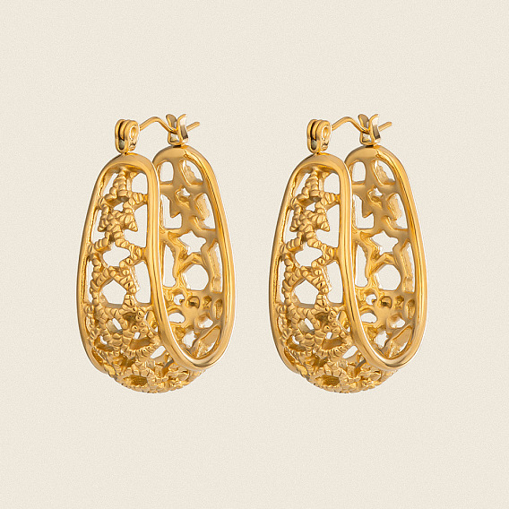 Винтажные серьги-кольца в форме полой звезды из нержавеющей стали