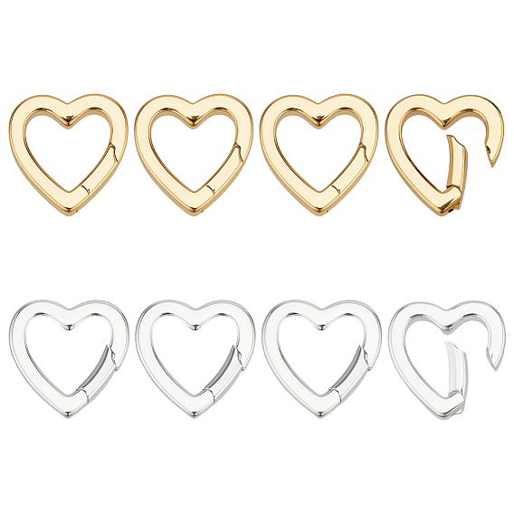 8шт. 2 цвета латунные пружинные затворные кольца, сердце