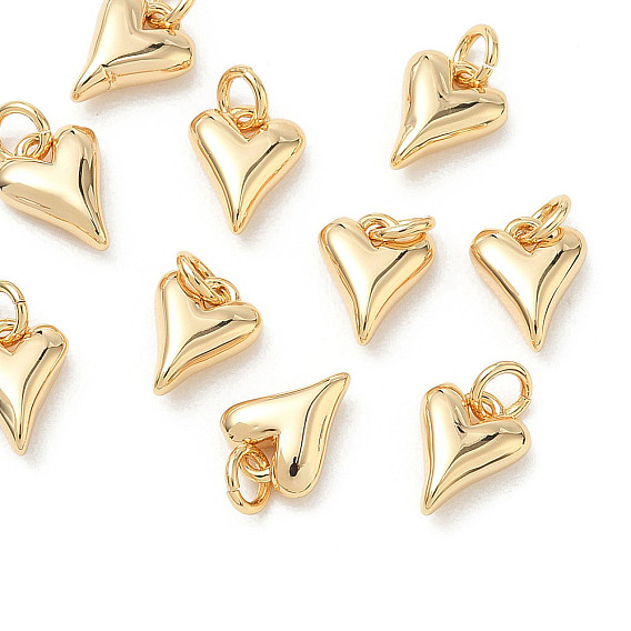 SHEGRACE Brass Pendants, Heart Charms, Cadmium Free & Lead Free & Nickel Free, with Jump Ring