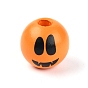 Schima Wood Beads, Round with Expression, Halloween Theme