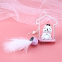 Mouse Resin Hanging Wind Chimes Decor, with Feather, for Home Hanging Ornaments