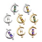 Brass Cubic Zirconia Pendants, with Glitter Powder Glass & Jump Ring, Long-Lasting Plated, Lead Free & Cadmium Free, Moon & Cat