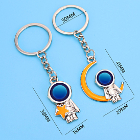 Alloy Couples Keychain, Spaceman with Star and Moon