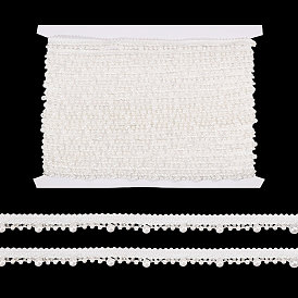 Полиэстеровая лента с морщинами, кружевной отделкой, с бусинами из искусственного жемчуга и картонной карточкой-дисплеем