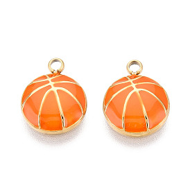 304 нержавеющей стальной эмали подвески, Баскетбол прелести, ионное покрытие (ip), реальный 18 k позолоченный