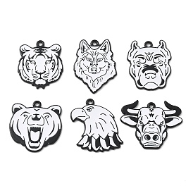 Подвески из сплава , с эмалью, черно-белый зверь