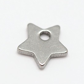 Stainless Steel Star Charms, 6x6x1mm, Hole: 1mm