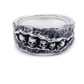 Halloween Jewelry, Alloy Wide Band Rings for Men, Skull