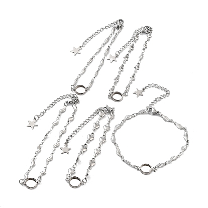 201 Настройки браслета со звеньями из нержавеющей стали подходят для кабошонов, с 304 лотком из нержавеющей стали, изготовление браслета из цепочек