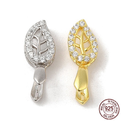 925 зажим для зажима льда из стерлингового серебра, с микро проложить четкого кубического циркония, лист, с печатью s925