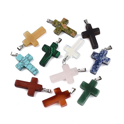 Смешанные подвески камень, крест прелести, смешанные окрашенные и неокрашенные, с 201 защелкой из нержавеющей стали на поручнях, цвет нержавеющей стали