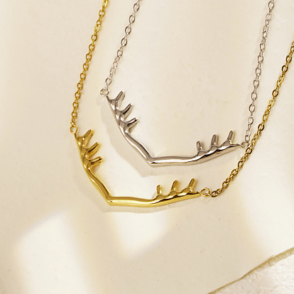 Модное 304 ожерелье с подвеской из оленьего рога из нержавеющей стали для ежедневного ношения женщинами