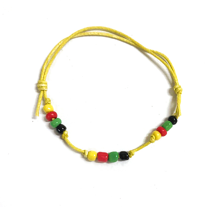 Glass Seed Braided Bead Bracelets, Waxed Cotton Cord Adjustable Bracelet