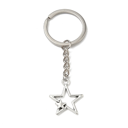 Llavero de aleación de estrella, con anillos de hierro