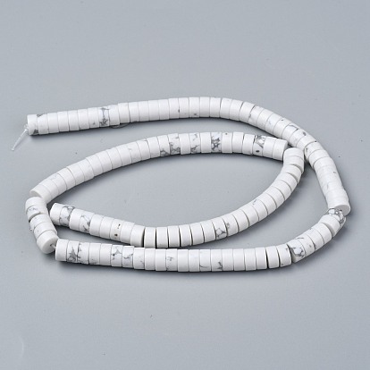 Synthetic Howlite Beads Strands, Heishi Beads, Flat Round/Disc