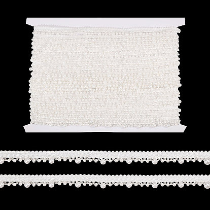 Полиэстеровая лента с морщинами, кружевной отделкой, с бусинами из искусственного жемчуга и картонной карточкой-дисплеем