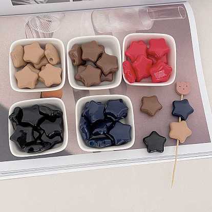 Непрозрачный акрил европейского бисера, бусины с большим отверстием, звезда