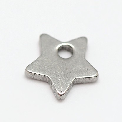 Stainless Steel Star Charms, 6x6x1mm, Hole: 1mm