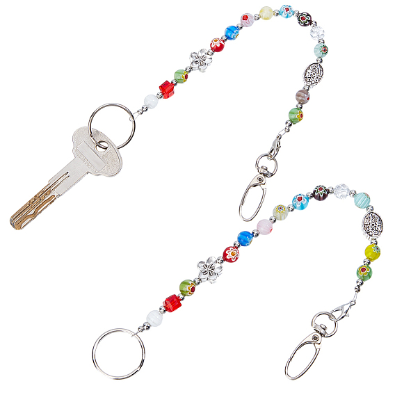 2брелок из сплава, акрила и стекла, с железной застежкой и застежками-лобстерами из сплава