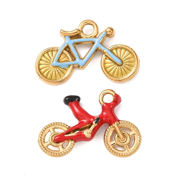 304 подвески из нержавеющей стали, с эмалью, ионное покрытие (ip), реальный 18 k позолоченный, велосипедные прелести
