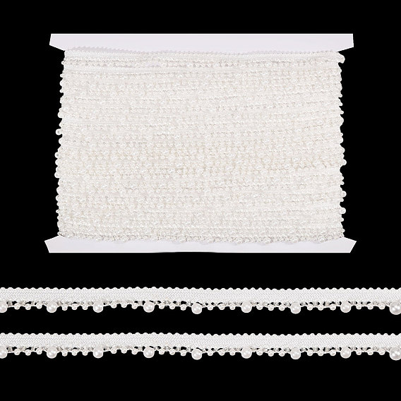 Полиэстеровая лента с морщинами, кружевной отделкой, с бусинами из искусственного жемчуга и картонной карточкой-дисплеем