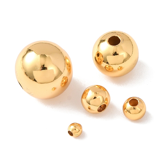 Латунные бусины, круглые, стойки покрытие, долговечный, без кадмия и без свинца