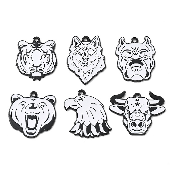 Подвески из сплава , с эмалью, черно-белый зверь