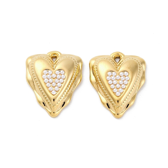 304 подвески из нержавеющей стали, шарма сердца, с абс пластмассовой имитационной жемчужиной, ионное покрытие (ip)