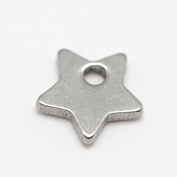 Edelstahl-Sterne-Charme, 6x6x1 mm, Bohrung: 1 mm
