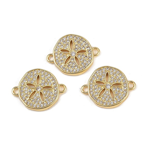 Латунные микро-паве прозрачные кубические цирконии плоские круглые соединительные подвески, стойки покрытие, долговечный, без кадмия и без свинца