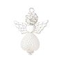 Абс пластмассовые жемчужные подвески, ангел в форме сердца, с диско-шаром, украшенным стразами, крыльями из серебряного сплава и железной петлей