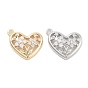 Подвески из латуни с прозрачным фианитом, без кадмия, без никеля и без свинца, Сердце со цветками 