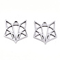 201 Stainless Steel Pendants, Laser Cut, Geometric Fox, Origami Fox