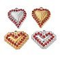 304 Stainless Steel Rhinestone Pendants, Heart Charms