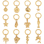 12pcs 12 styles thème océan 304 décorations suspendues en acier inoxydable, avec des anneaux de saut ouverts, forme de coquillage/conque/poisson