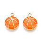 304 нержавеющей стальной эмали подвески, Баскетбол прелести, ионное покрытие (ip), реальный 18 k позолоченный