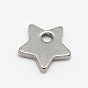 Edelstahl-Sterne-Charme, 6x6x1 mm, Bohrung: 1 mm