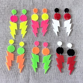 Плоские круглые акриловые серьги-гвоздики с молнией, платина