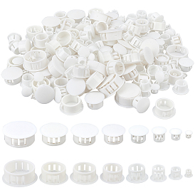 Olycraft 270Pcs 8 Styles Platic Hole Plugs, Snap in Flush Type Hole Plugs, Post Pipe Insert End Caps, for Furniture Fencing, Column